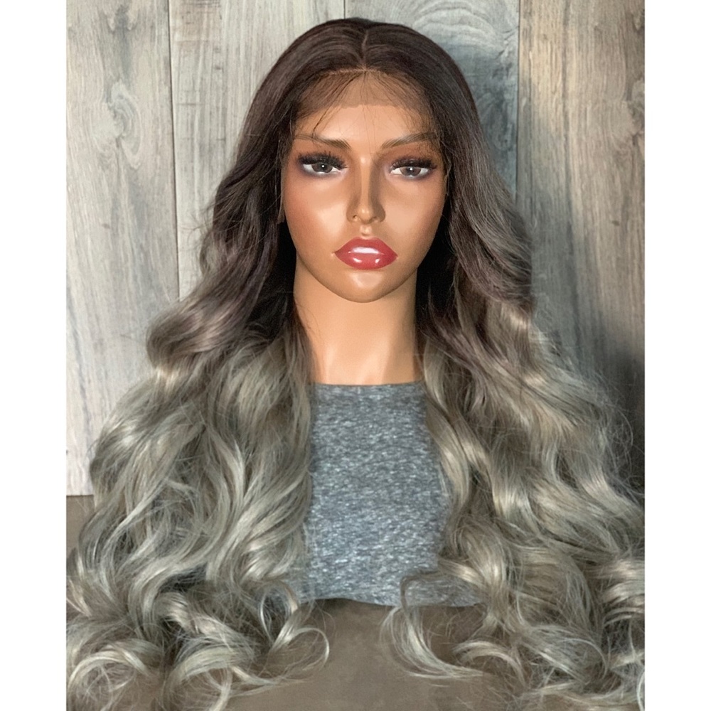 Ombre Silver Bodywave Lace Front Wig